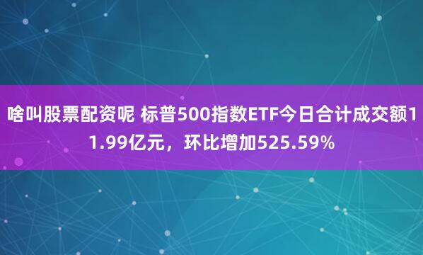 啥叫股票配资呢 标普500指数ETF今日合计成交额11.99亿元，环比增加525.59%
